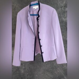 Casual Corner Lavender Single-Breasted Jacket w/ Black Trim | Size 12